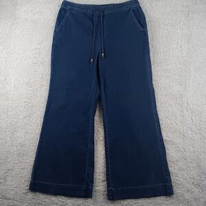 Chicos Wide Leg Denim Pants Dark Wash Drawstring Pull On Jeans Size 2R US 12R